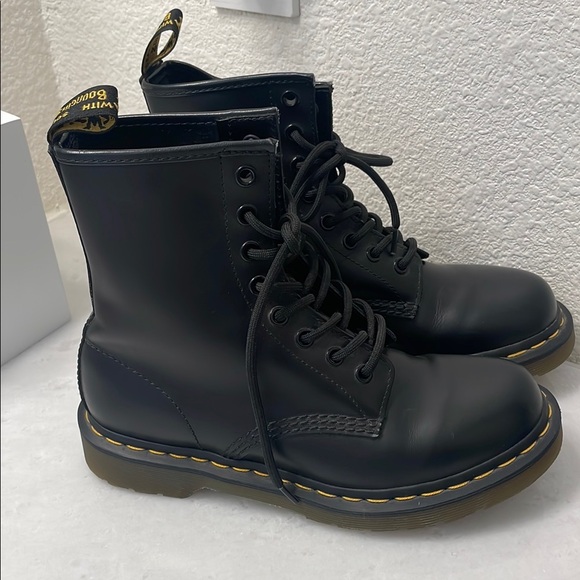 Dr. Martens Black Combat Boots with Polished Leather - Picture 4 of 8